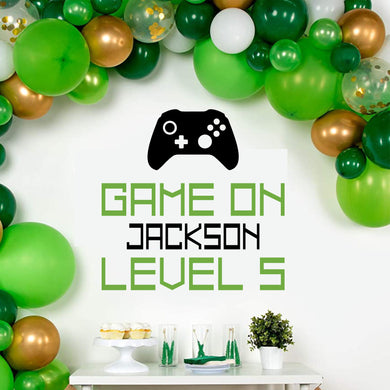 Game On Video Gamer Birthday Decal - Gamer Birthday Party Backdrop - Video Gamer Birthday Balloon Arch