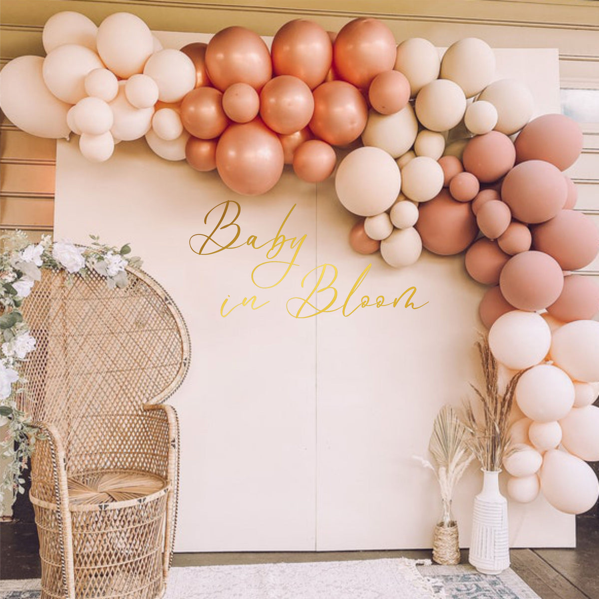 Baby In Bloom Shower Decorations - Gold Wall Decal For Balloon Arch Backdrop