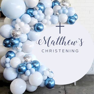 Personalized Christening Decal - Christening Party Backdrop - Personalized Name and Cross Wall Decal for Balloon Arch - Personalized Name