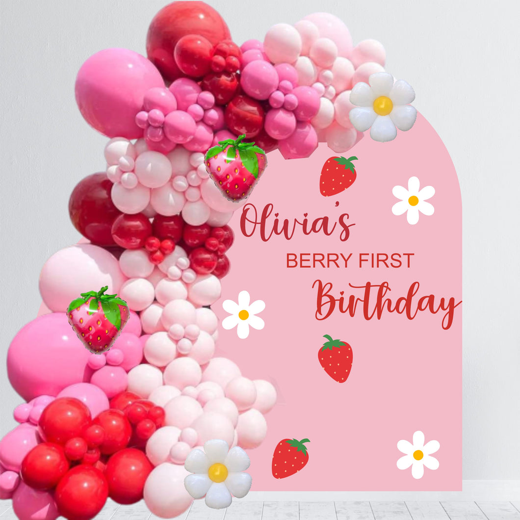 Berry First Birthday Backdrop Decal - First Birthday Decal - Strawberry Theme Birthday