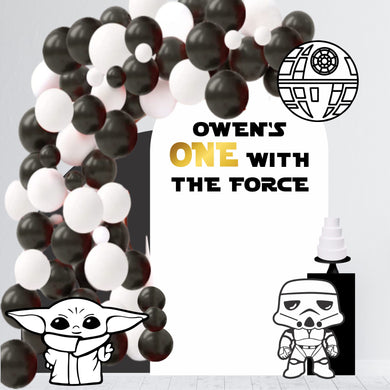 One with the Forces Birthday Decal - Star Wars Theme Birthday - One with Forces First Birthday - First Birthday Decals for Balloon Arch - Star Wars Cutouts for 1st Birthday