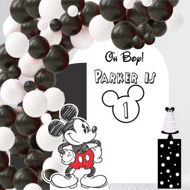 Oh Boy Mickey Birthday Decal - Mickey Mouse Clubhouse Birthday Party Backdrop - Mickey Mouse Birthday Party Decor - Personalized 1st Birthday Party Backdrop - Is One - Sketched Mickey Prop