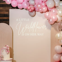 Load image into Gallery viewer, Our Little Wildflower Is On Her Way Decal for Balloon Arch - Personalized Baby Shower Decal - Wildflower Baby Shower Sticker - Boho Baby Shower