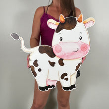 Load image into Gallery viewer, Cow Cutout - Watercolor Cow Prop - Farm Animal Prop - Farm Theme First Birthday - First Rodeo - Custom Cow Prop - Party Standee - Foamboard Farm Animal Prop
