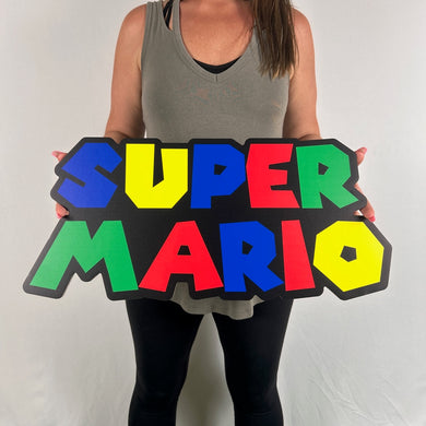 Foam Board Super Mario Party Prop - Super with Personalized Name - Mario Theme Birthday Party - Super Mario Prop- Custom Character Cutout - Gamer Theme Decor - Party Standee