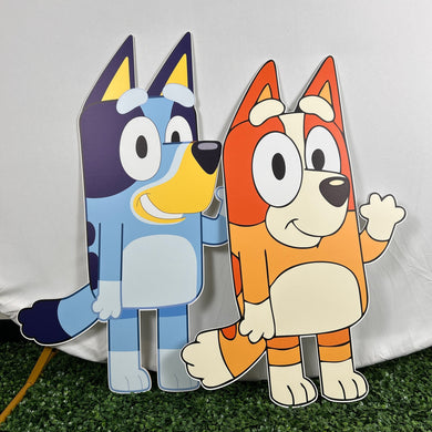 Foam Board Bluey Prop Set - Bluey and Bingo Character Cutouts - Set of 2 Party Standees