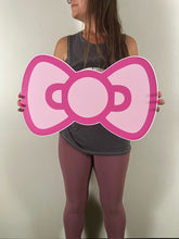 Load image into Gallery viewer, Hello Kitty Bow Party Prop - Hello Kitty Theme Cutout - Sanrio Theme Birthday Party - Sanrio Props - Sanrio Cutout - Hello Kitty Bow Cutout - Pink Bow Prop - Hello Kitty Bow - Party Standee