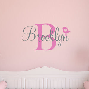 Personalized Name With Bird Wall Decal