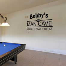 Load image into Gallery viewer, Man Cave Sticker Name Sticker Personalized Man Cave Wall Decal