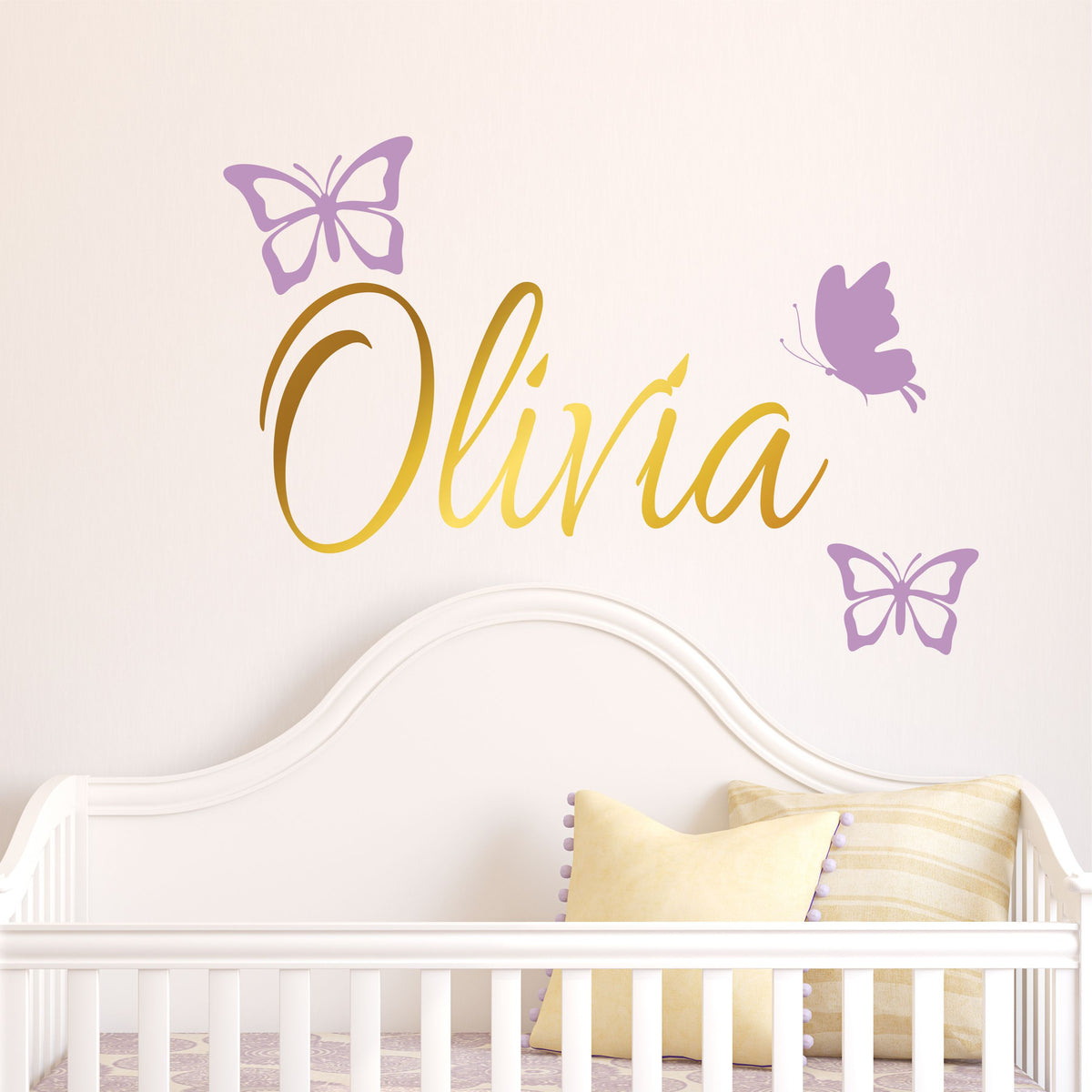 Personalized Name & Butterflies Wall Decal – Sticky Wall Vinyl LLC