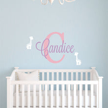 Load image into Gallery viewer, Personalized Name Baby Giraffe Wall Decal