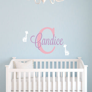 Personalized Name Baby Giraffe Wall Decal