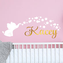 Load image into Gallery viewer, Personalized Name Elephant and Bubbles Wall Decal