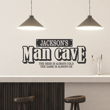 Load image into Gallery viewer, Man Cave Sticker Name Sticker Personalized Man Cave Wall Decal
