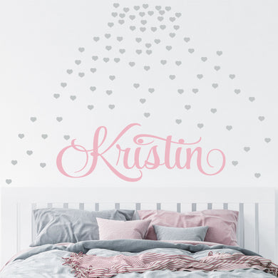 Personalized Name & Hearts Wall Decal