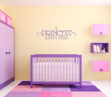 Load image into Gallery viewer, Kids Wall Quote Decal - A Princess Sleeps Here Wall Decal Sticker