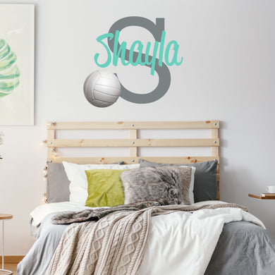 Volleyball Wall Decal Volleyball Sticker Custom Name - Name Sticker - Name Wall Decal
