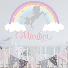 Load image into Gallery viewer, Unicorn Sticker Rainbow Butterfly Wall Decal Custom Name - Name Sticker - Name Decal