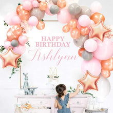 Load image into Gallery viewer, Happy Birthday Decal - Party Backdrop First Birthday for Balloon Arch - Personalized Name Sticker