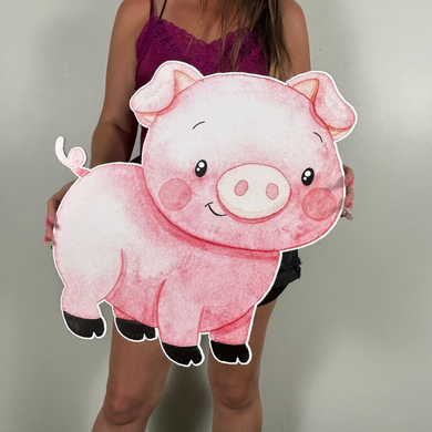 Pig Cutout - Watercolor Pig Prop - Farm Animal Prop - Farm Theme First Birthday - First Rodeo - Custom Pig Prop - Party Standee - Foamboard Farm Animal Prop