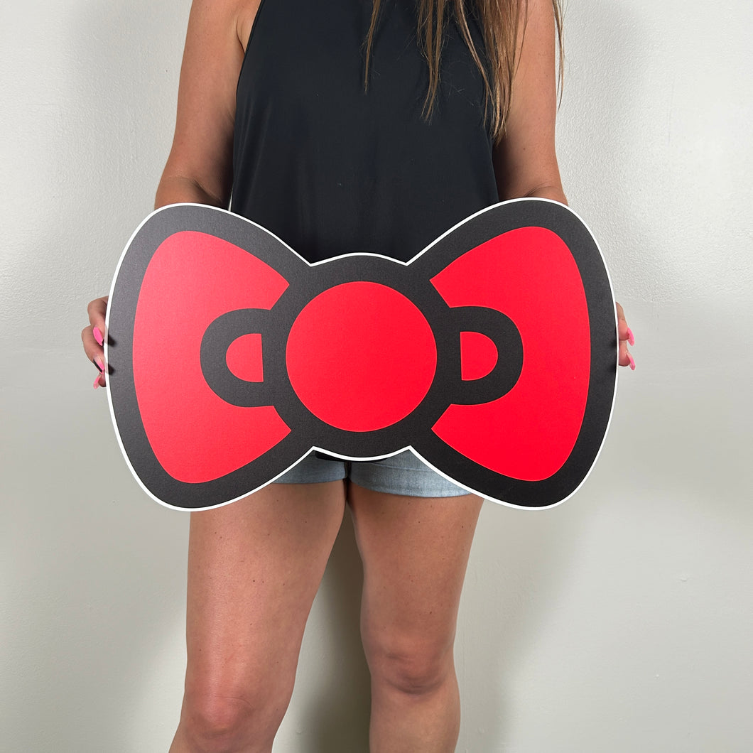 Hello Kitty Bow Party Prop - Hello Kitty Theme Cutout - Red Hello Kitty Bow - Party Standee