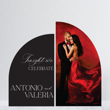 Load image into Gallery viewer, Tonight We Celebrate Sign with Photo Arch - Wedding Reception Sign - Half Photo Arch - Photo Board - Large Photo Panel - Lifesize Photo Board - Custom Photo Arch - Photo Backdrop - Custom Wedding Backdrop - Welcome Sign for Wedding Reception