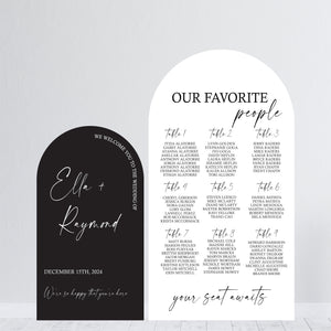 Wedding Welcome Sign with Seating Chart - Our Favorite People - Your seat awaits - Welcome to Our Wedding - Custom Seating Chart - Seating Chart Arch - Photo Backdrop - Custom Wedding Backdrop - Wedding Photo Backdrop - Modern Wedding Welcome Sign