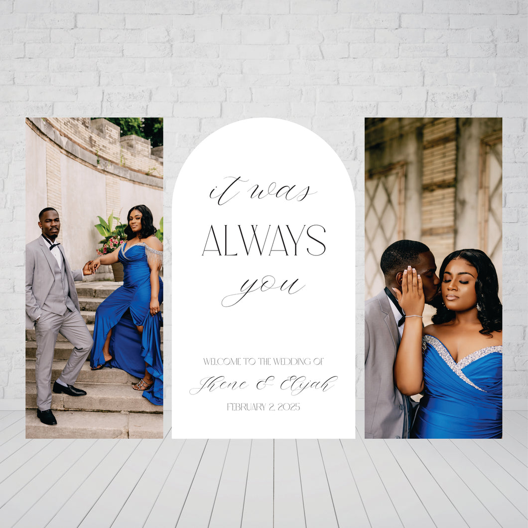 Wedding Welcome Sign with Photo Boards - Photo Backdrop - It Was Always You - Lifesize Photo Arch - Lifesize Photo Panel - Large Photo Board - Custom Wedding Backdrops - Wedding Photo Backdrops