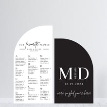 Load image into Gallery viewer, Wedding Welcome Sign - Our Favorite People - Monogram Wedding Welcome Sign - Your seat awaits - Welcome to Our Wedding - Photo Backdrop - Custom Wedding Backdrop - Wedding Photo Backdrop - Modern Wedding Welcome Sign