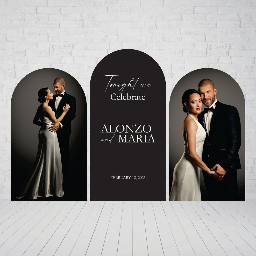Wedding Reception Welcome Sign with Photo Boards - Tonight We Celebrate - Photo Backdrop - Welcome to Our Wedding Sign - Lifesize Photo Arch - Lifesize Photo Panel - Large Photo Board - Custom Wedding Backdrops - Wedding Photo Backdrop