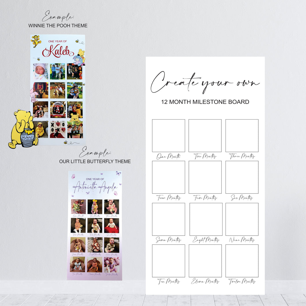 Custom 12 Month Milestone Board - Custom Theme 12 Month Photo Board - Photo Board - Milestone Photo Board - Any Theme - Custom Milestone Board
