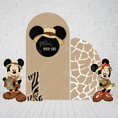 Safari Mickey Backdrop - Wild One Party Backdrop - First Birthday - Wild One - Safari Minnie Prop - Safari Cutouts - Lifesize Safari Mickey - Wild One First Birthday