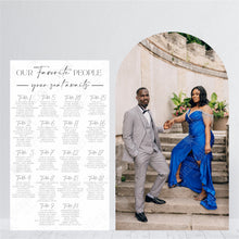 Load image into Gallery viewer, Seating chart with Photo Board - Wedding Seating Chart - Lifesize Photo - Our Favorite People - Your Seat Awaits - Wedding Backdrop Set - Modern Seating Chart