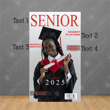 Load image into Gallery viewer, Vogue Graduation Backdrop - Custom Photo Backdrop - Graduation Backdrop - Class of 2025 - Grad Backdrop - 2025 Grad - Large Photo Print - Senior Banner - Large Standing Photo - Lifesize Photo Board - Photo Arch - Photo Standee