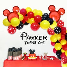 Load image into Gallery viewer, Turns One Decal - Mickey Birthday Party Backdrop - Personalized Mickey 1st Birthday Party Backdrop