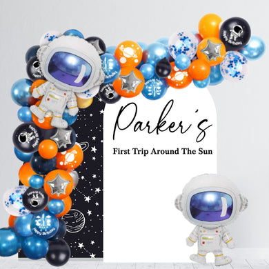 First Trip Around The Sun Birthday Backdrop Decal - Astronaut First Birthday Decal - Space Themed Birthday Decal