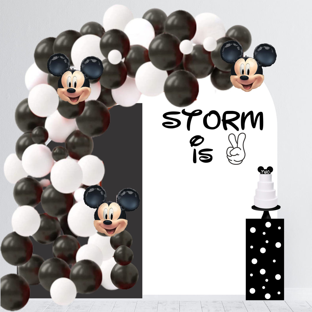 2nd Birthday Decal - Happy Birthday Party Backdrop - Mickey Birthday Party Decor - Personalized Mickey 2nd Birthday Party Backdrop - Is Two