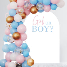 Load image into Gallery viewer, Girl or Boy Gender Reveal Decal - Gender Reveal Backdrop for Balloon Arch - Baby Shower Decal