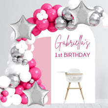Load image into Gallery viewer, Happy Birthday Decal - Happy Birthday Party Backdrop - First Birthday for Balloon Arch - Personalized Name and Age Sticker