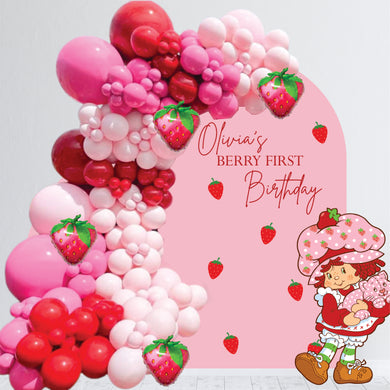 Berry First Birthday Backdrop Decal - First Birthday Decal - Strawberry Theme Birthday - Strawberry Shortcake Prop