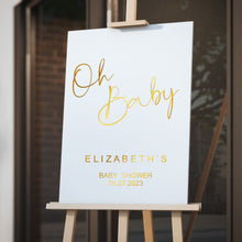 Load image into Gallery viewer, Oh Baby Welcome Sign - Baby Shower Welcome Wall Decal - Oh Baby Baby Shower Welcome Sign - Gender Reveal Sign - Sprinkle Welcome Sign
