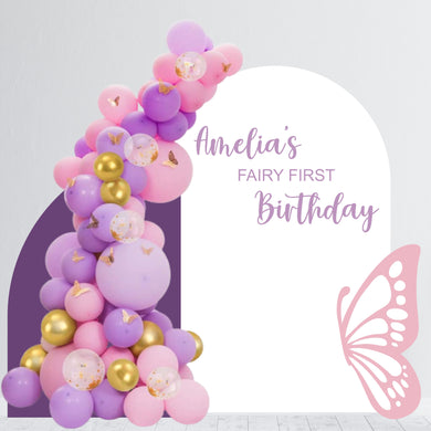 Fairy First Birthday Decal - Happy Birthday Party Backdrop - First Birthday for Balloon Arch - Personalized Birthday Sticker for Chiara Wall