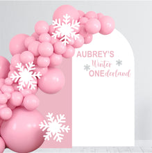 Load image into Gallery viewer, Winter ONEderland Birthday Decal - Birthday Party Backdrop - Winter ONEderland Balloon Arch Decal - Onederland Sticker for Chiara Wall