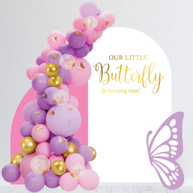 Our Little Butterfly Is Turning One Backdrop Decal - Butterfly First Birthday Party - Butterfly 1st Birthday Theme - Butterfly Baby Shower - Butterfly Party Prop