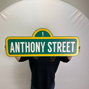 Foamboard Personalized Green Sesame Street Sign - Party Prop - Sesame Street Theme Cutout - Elmo Party Standee - Custom Sesame Street Sign - Sesame Street sign with a name