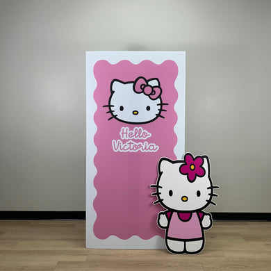 Hello Kitty Birthday Backdrop - Wavy Backdrop - Sanrio Theme Birthday Party - Hello with Name - Hello Kitty Theme Birthday Party - Hello Kitty Cutout - Lifesize Hello Kitty Cutout - Sanrio Birthday Backdrop