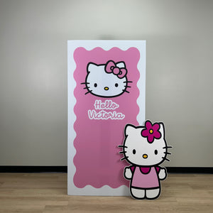 Hello Kitty Birthday Backdrop - Wavy Backdrop - Sanrio Theme Birthday Party - Hello with Name - Hello Kitty Theme Birthday Party - Hello Kitty Cutout - Lifesize Hello Kitty Cutout - Sanrio Birthday Backdrop