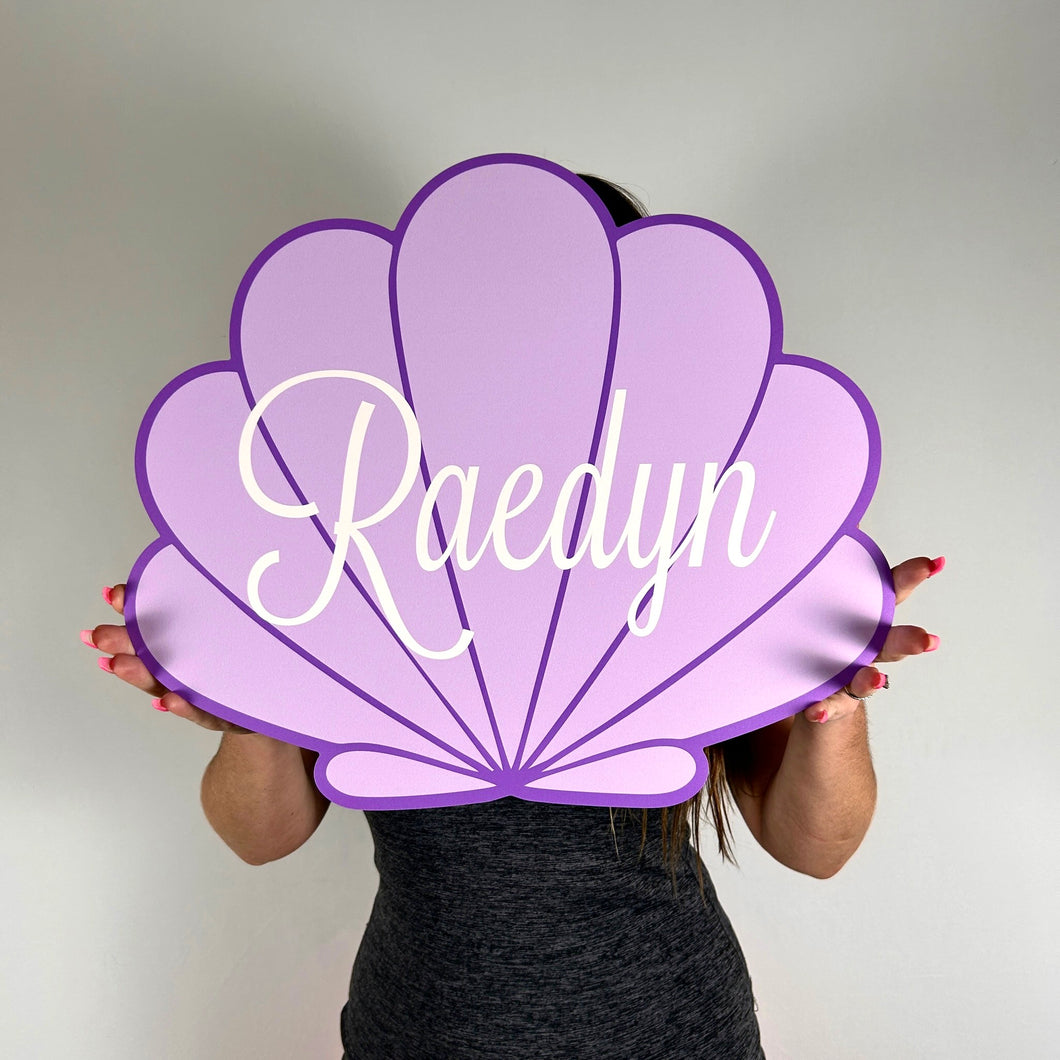 Personalized Seashell Party Prop - Little Mermaid First Birthday - 3D Custom Name - Purple Seashell Prop - Under the Sea Theme Decor - Shell Party Standee
