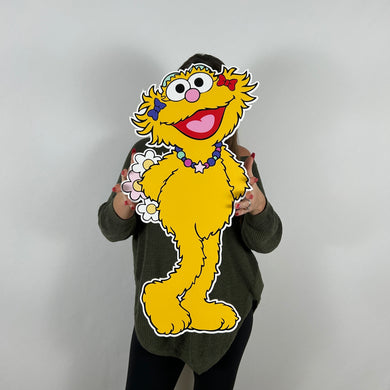 Foam Board Pastel Zoe Party Prop - Sesame Street Theme Character Cutout - Zoe Party Standee