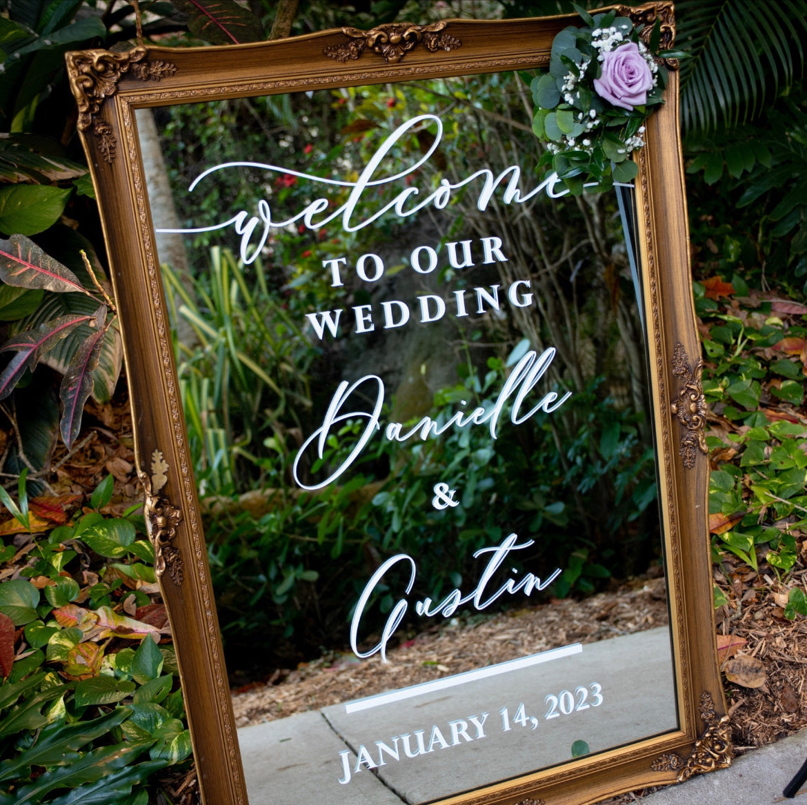 "Welcome To Our Wedding" Mirror Decal - Soon To Be Mr & Mrs Vinyl Lettering Sticker